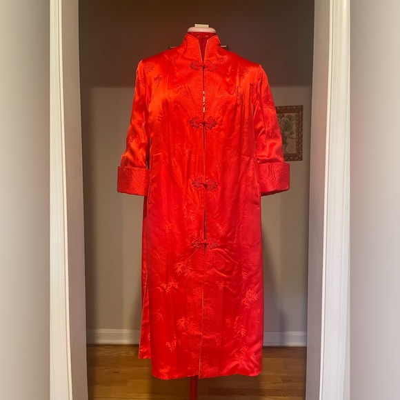 Stunning Reversible Vintage Asian Patterned Housecoat Duster Jacket / Robe - Picture 12 of 16